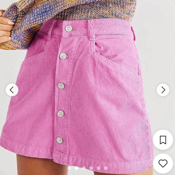 Free People Pink Ray Corduroy Mini Skirt | FP Hot Pink Skirt | NWOT - Picture 2 of 12